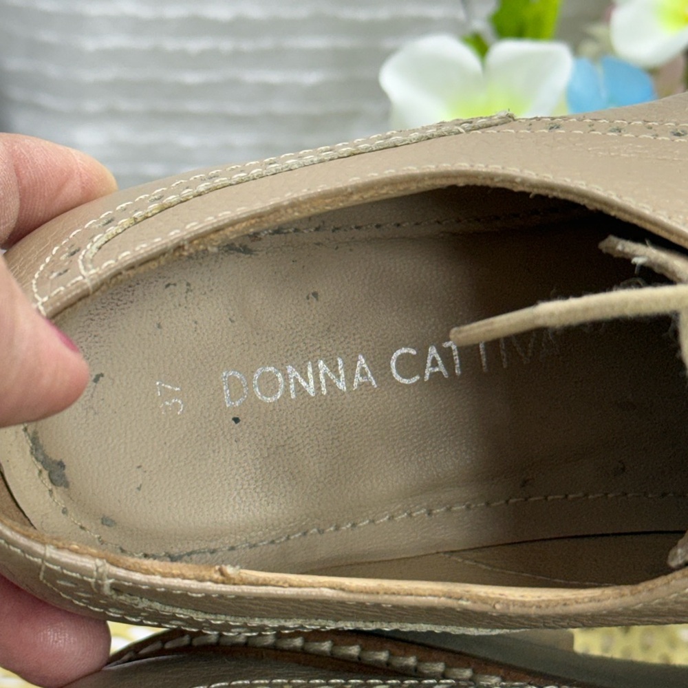 (E) DONNA CATTIVA Women's Platform Oxford Shoes leather with Laces,Size 7/6.5USA - Picture 9 of 13